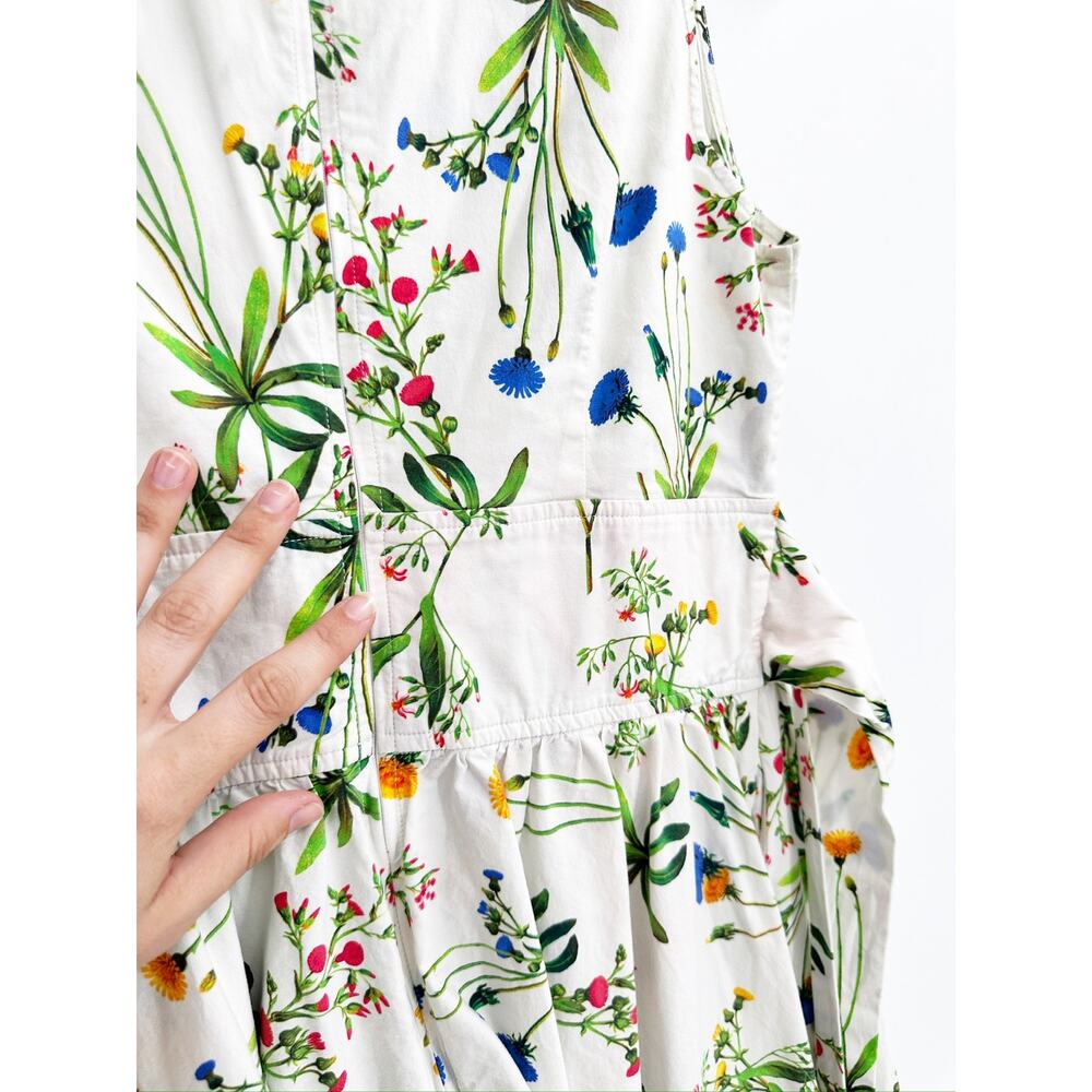Marissa Webb White Floral Print Tie Waist V-Neck Sleeveless Midi Dress Size 4 - Picture 5 of 5